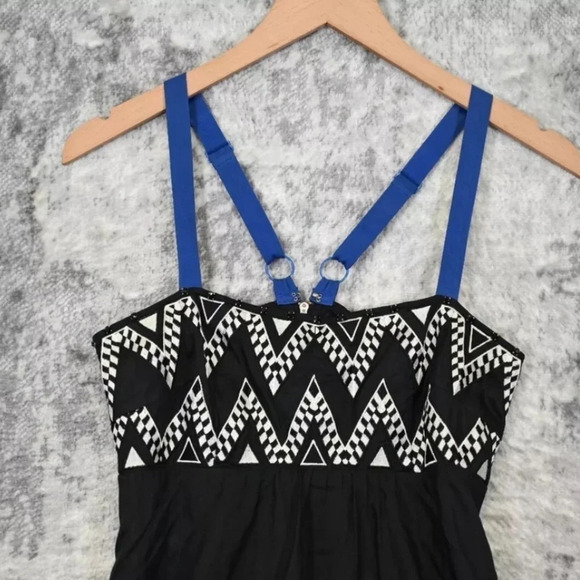 Anthropologie Leifnotes Black Silk Embroidered Whimsigoth Punk Dress Size 4 - Picture 7 of 9